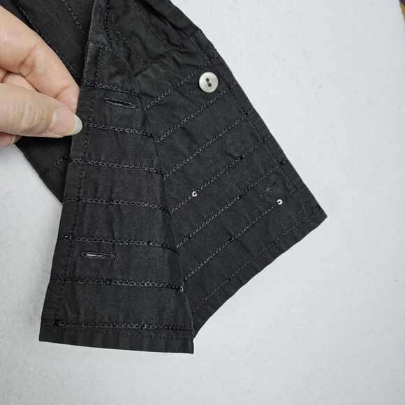 Lafayette 148 New York Blouse Women 14 Black Sequins Embroidered Striped FLAWED - Picture 14 of 16